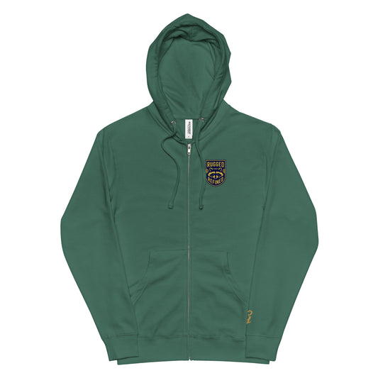 Greenwood Feece Zip Hoodie - blue and gold crest - Greenwood Supply Co.