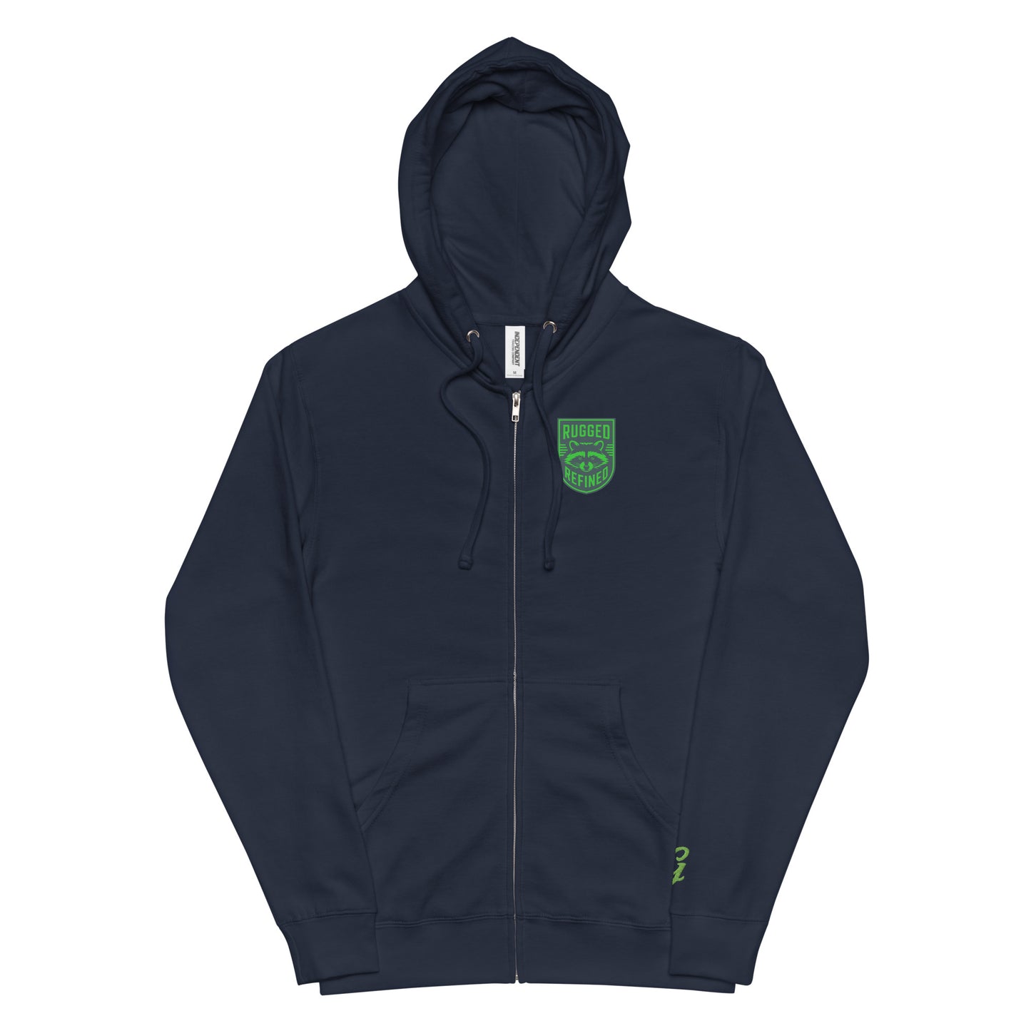 Unisex fleece zip up hoodie - Green and blue crest - Greenwood Supply Co.