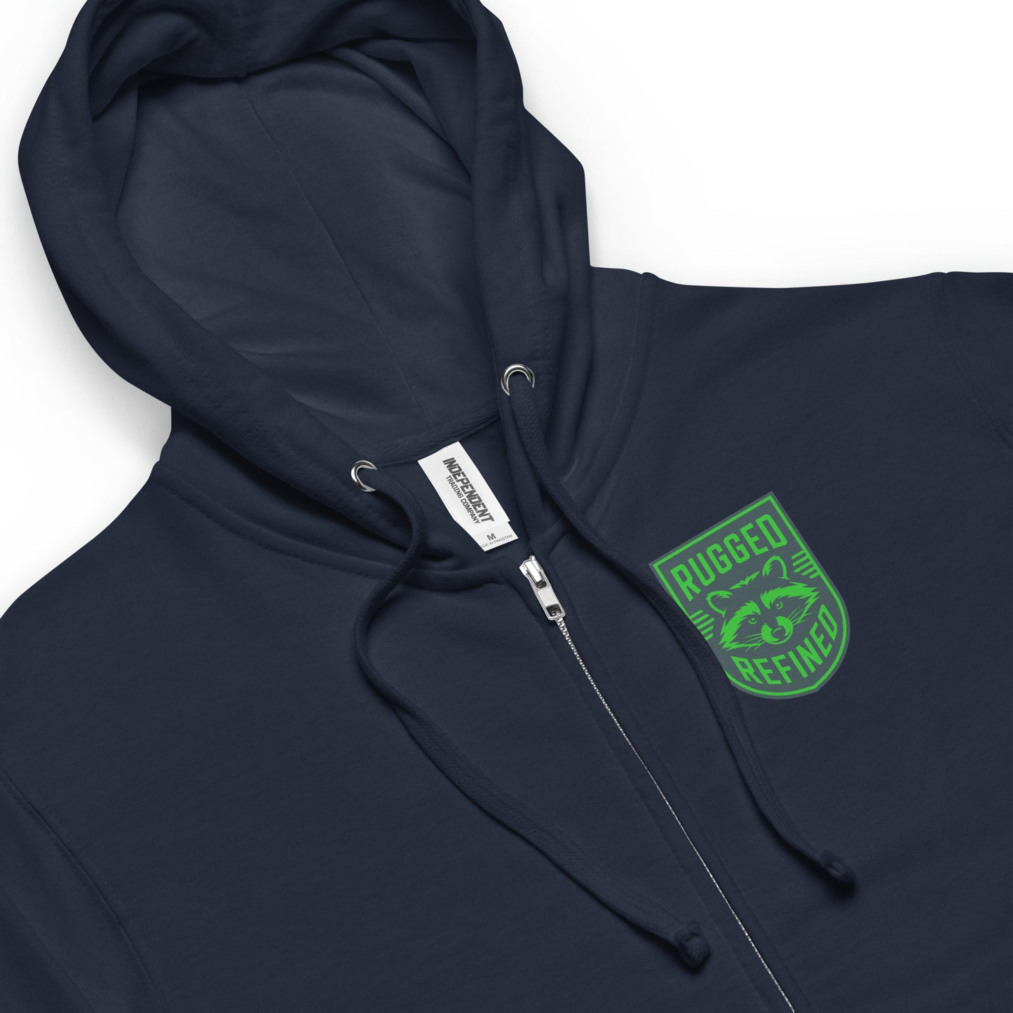 Unisex fleece zip up hoodie - Green and blue crest - Greenwood Supply Co.