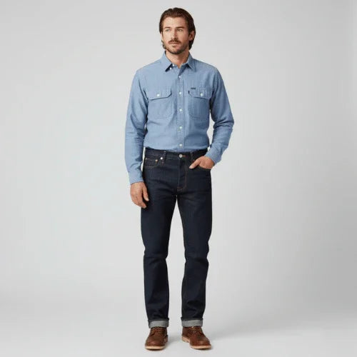 Vintage Denim Washed Straight Jeans - Greenwood Supply Co.