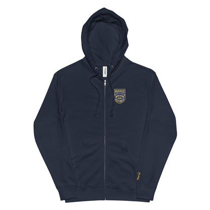 Greenwood Feece Zip Hoodie - blue and gold crest - Greenwood Supply Co.
