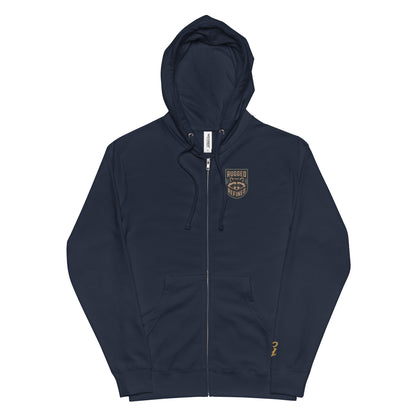 Greenwood Feece Zip Hoodie - blue and gold crest - Greenwood Supply Co.