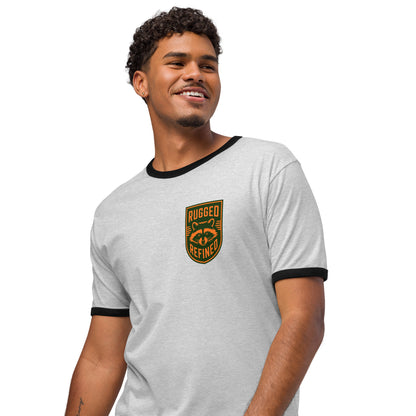 Greenwood Ringer Tee - Green and Orange Crest - Greenwood Supply Co.