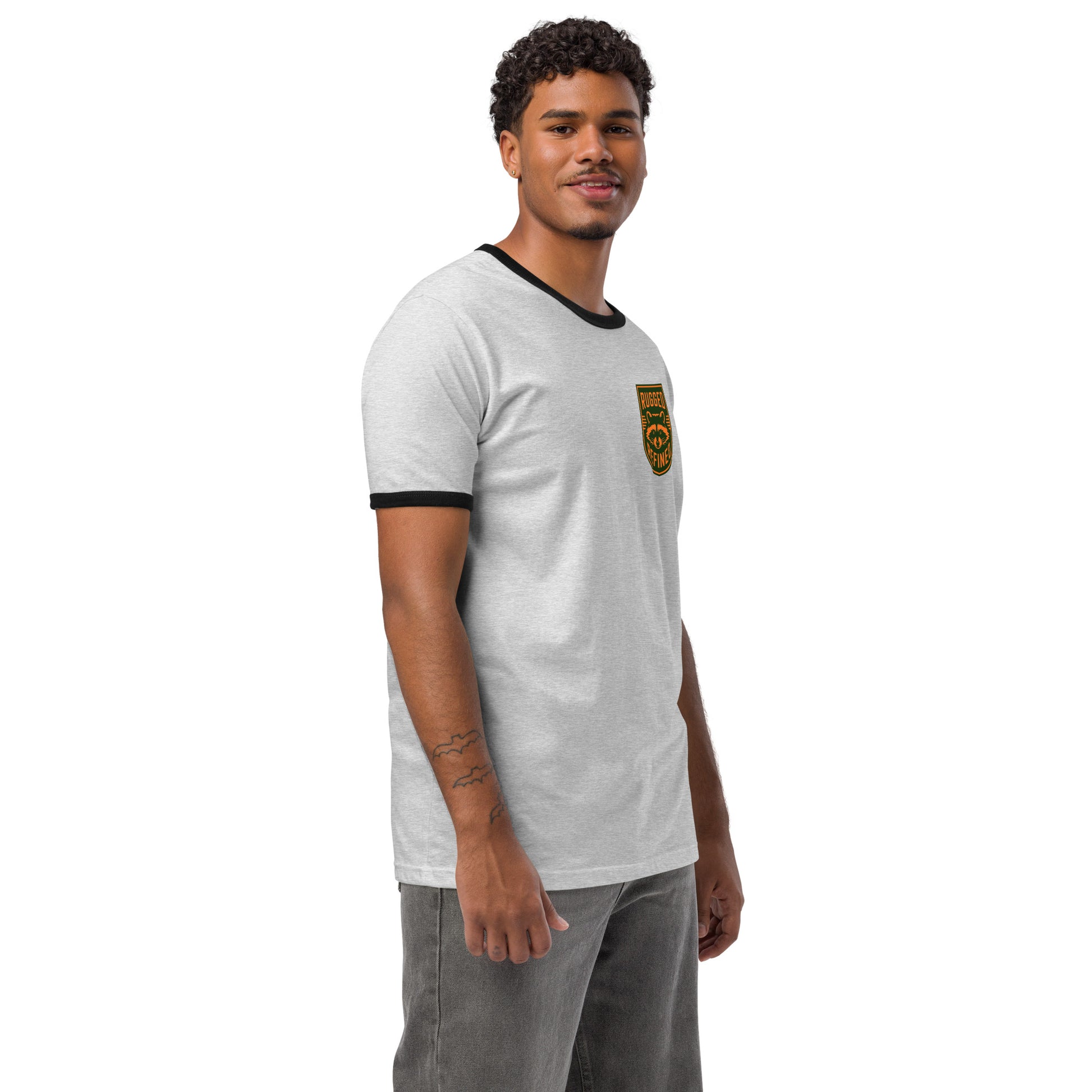 Greenwood Ringer Tee - Green and Orange Crest - Greenwood Supply Co.