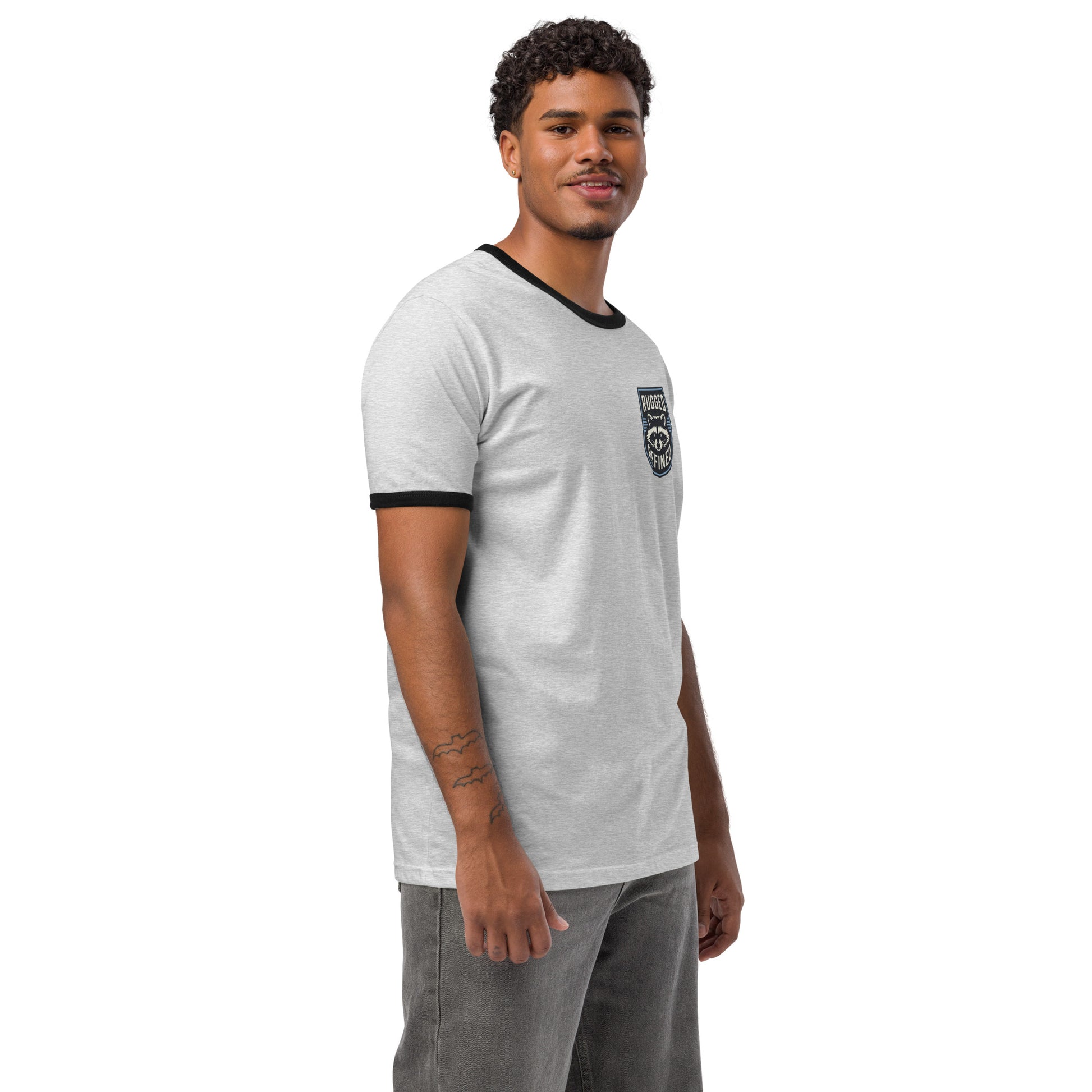 Greenwood Ringer Tee - Grey and Blue Crest - Greenwood Supply Co.