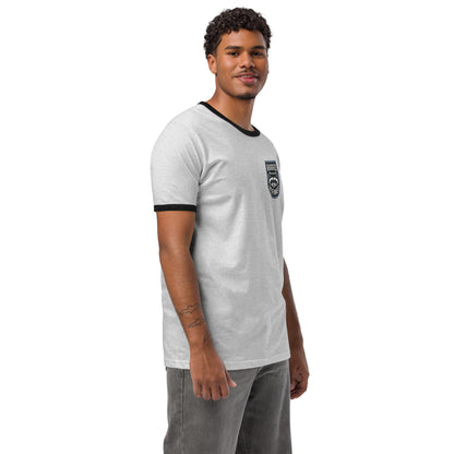 Greenwood Ringer Tee - Grey and Blue Crest - Greenwood Supply Co.