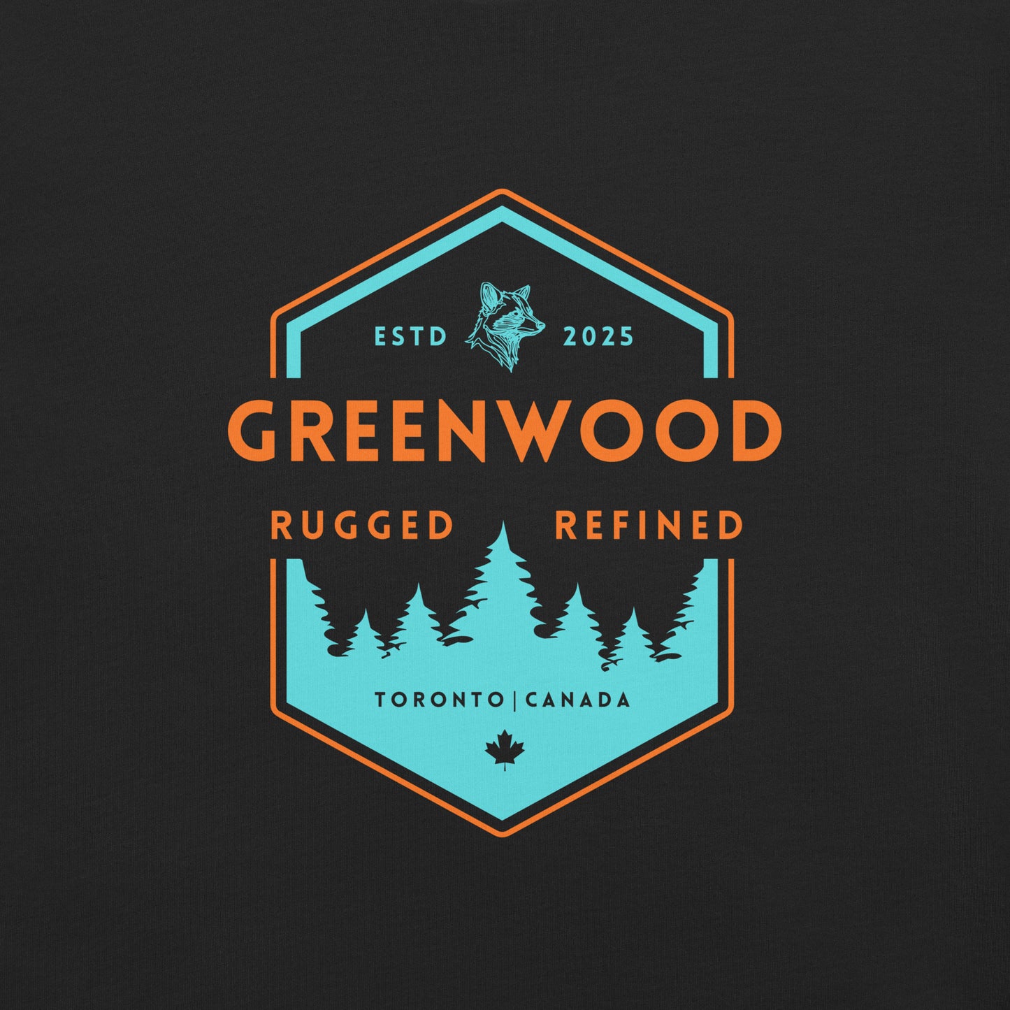 Apex Badge Heritage T-Shirt Neon orange and blue on Black - Greenwood Supply Co.