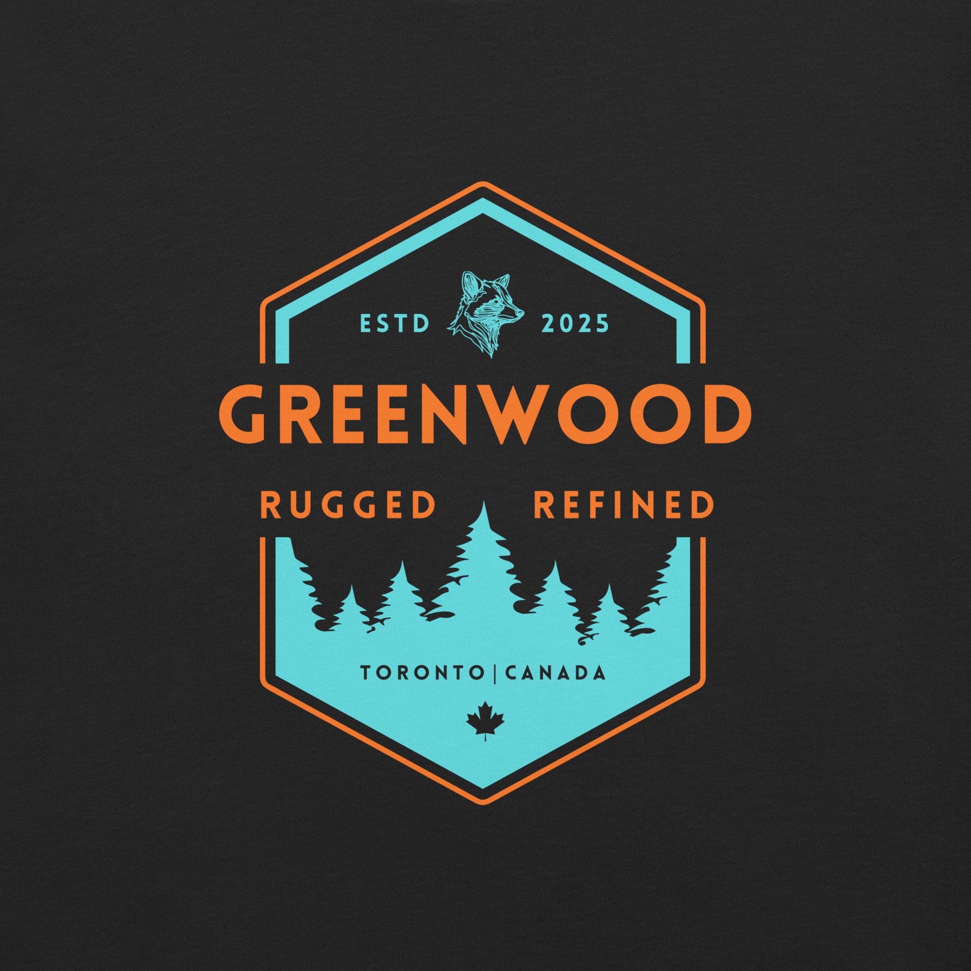 Apex Badge Heritage T-Shirt Neon orange and blue on Black - Greenwood Supply Co.